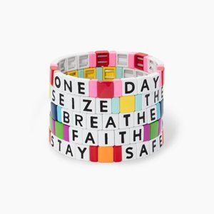 🟦 ⬜️ Roxanne Assoulin Slogan Bracelet - Just Breathe